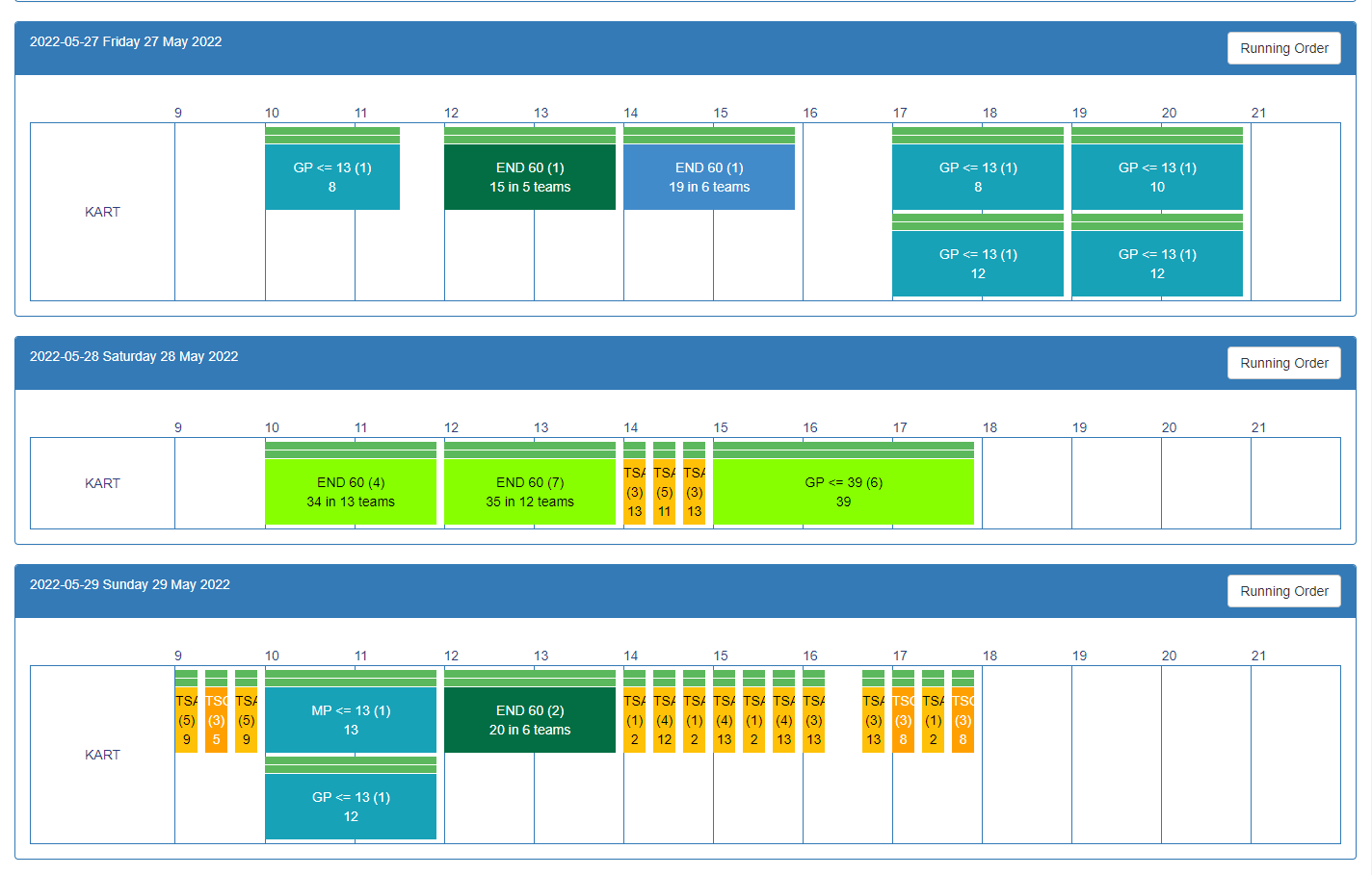 Screenshot of the booking calendar