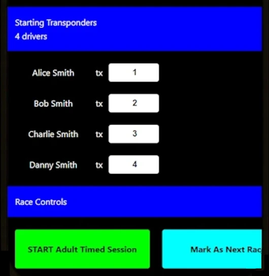 Starting session screen in pit lane
